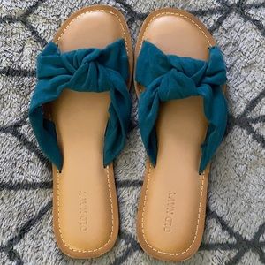 Old Navy Teal Colored Knot Slide on Sandals